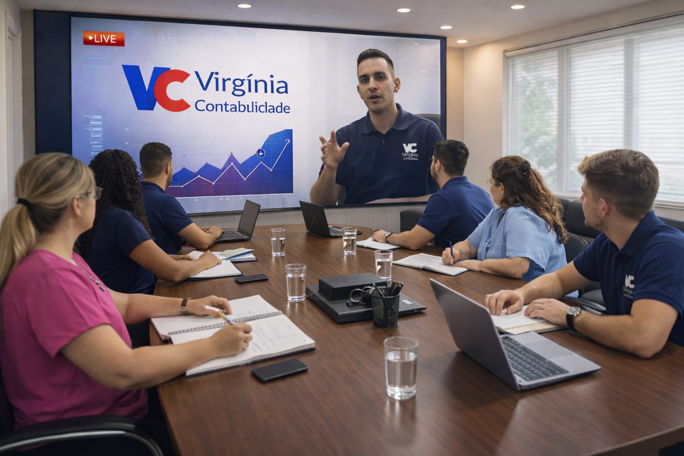 Equipe da Virginia Contabilidade em reunião de acompanhamento